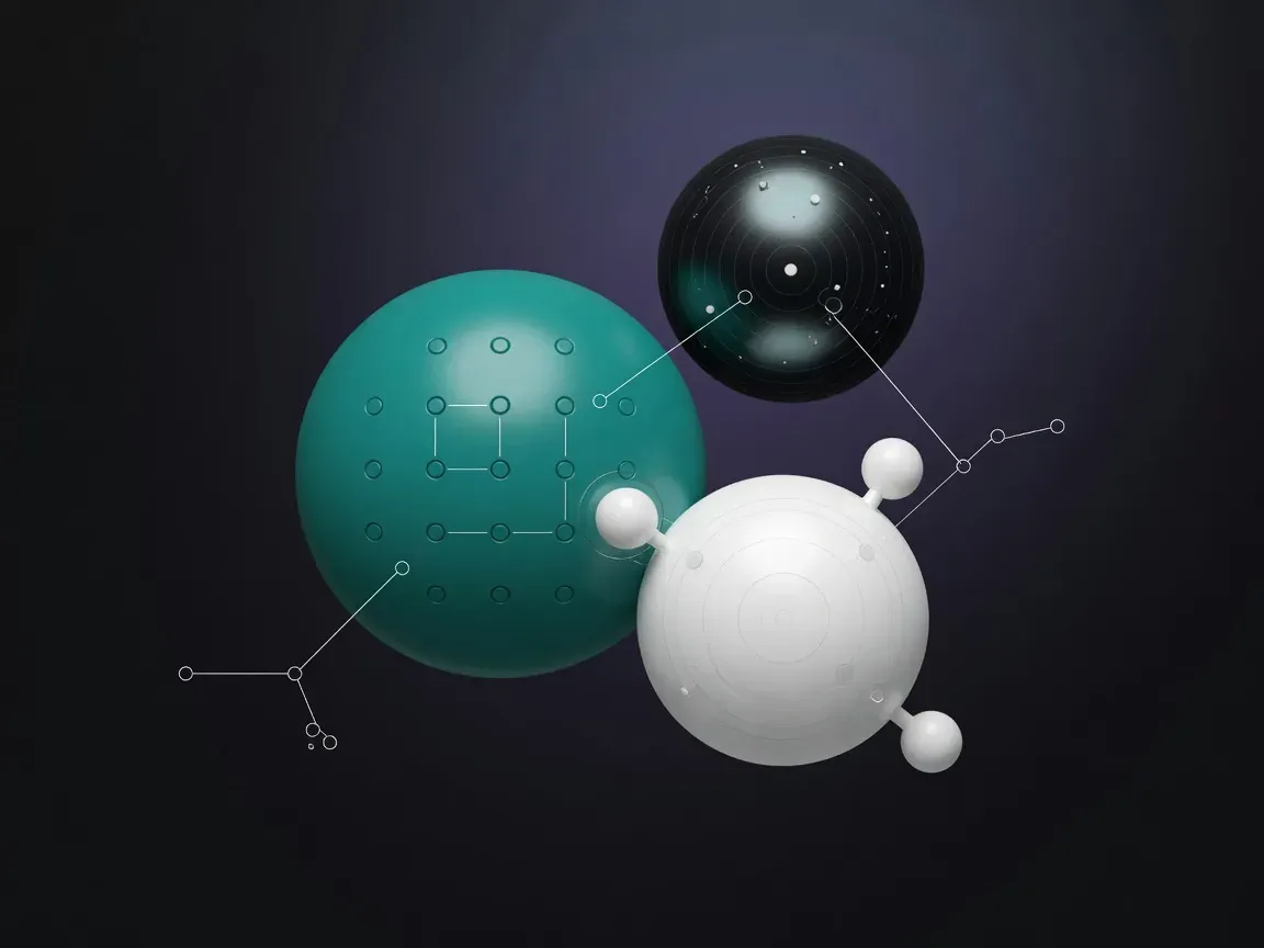 Esferas moleculares que representan compuestos metabólicos GLP-1 para investigación.